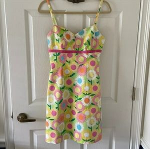 EUC Lilly Pulitzer floral spaghetti strap dress 0 cotton, lined